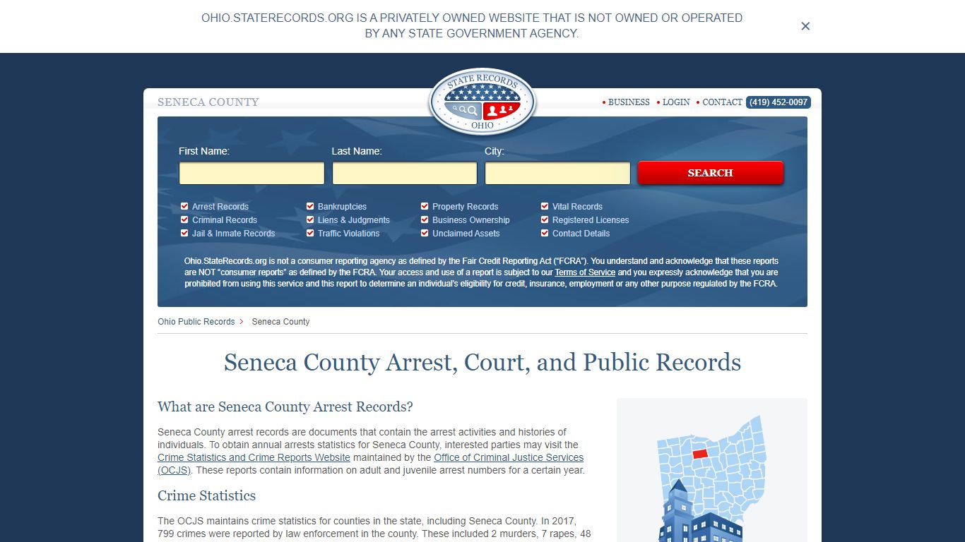 Seneca County Arrest, Court, and Public Records